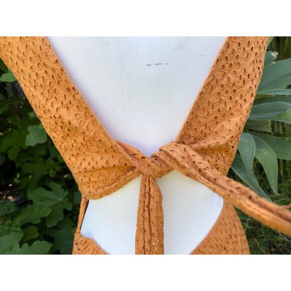 Lucky Brand Eyelet Blake Jumpsuit With Pockets Backless Orange Summer Size XS - Picture 5 of 8